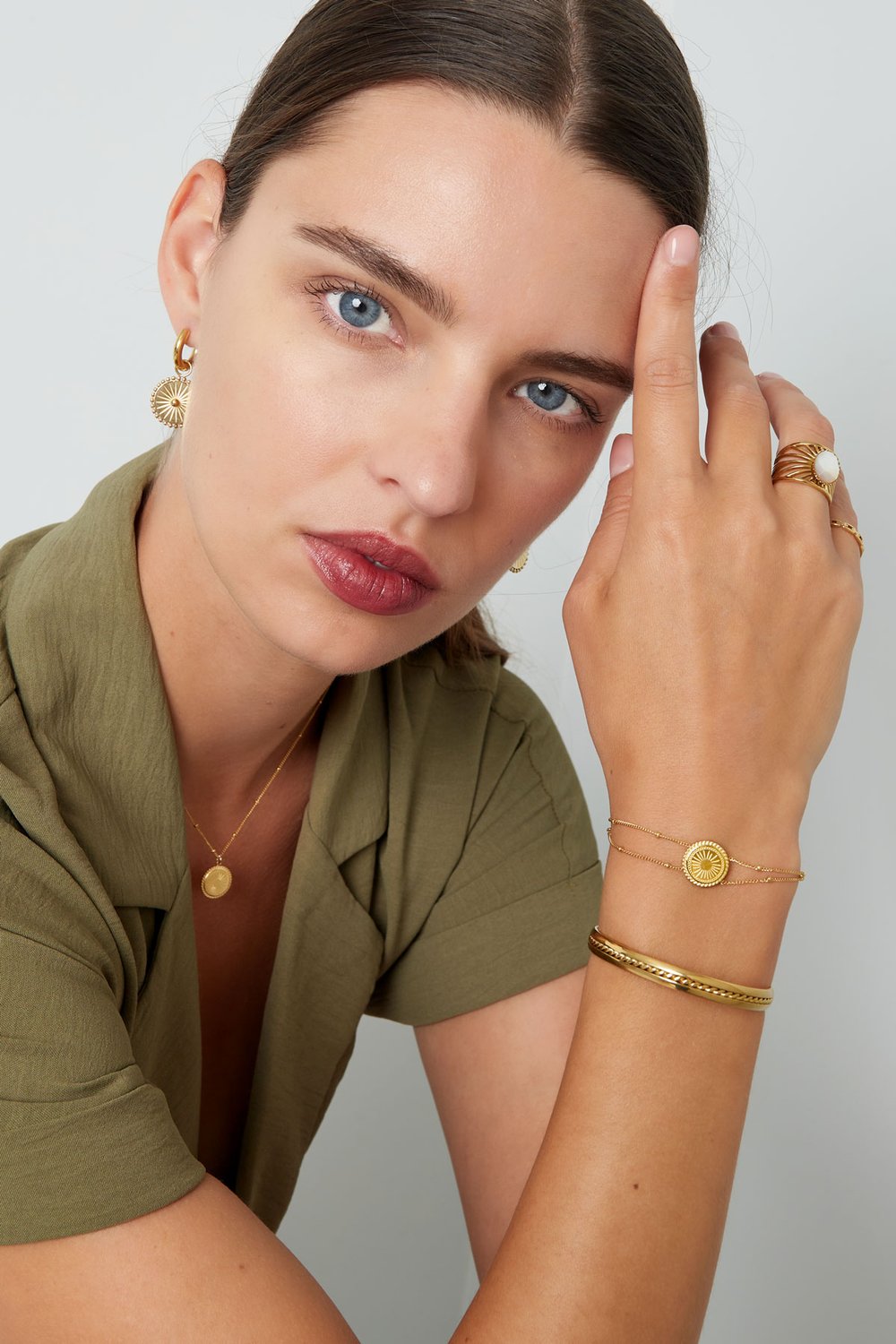 Doppelgliedarmband mit Münze – Goldfarbe - Goldfarbefarbe h5Bild2